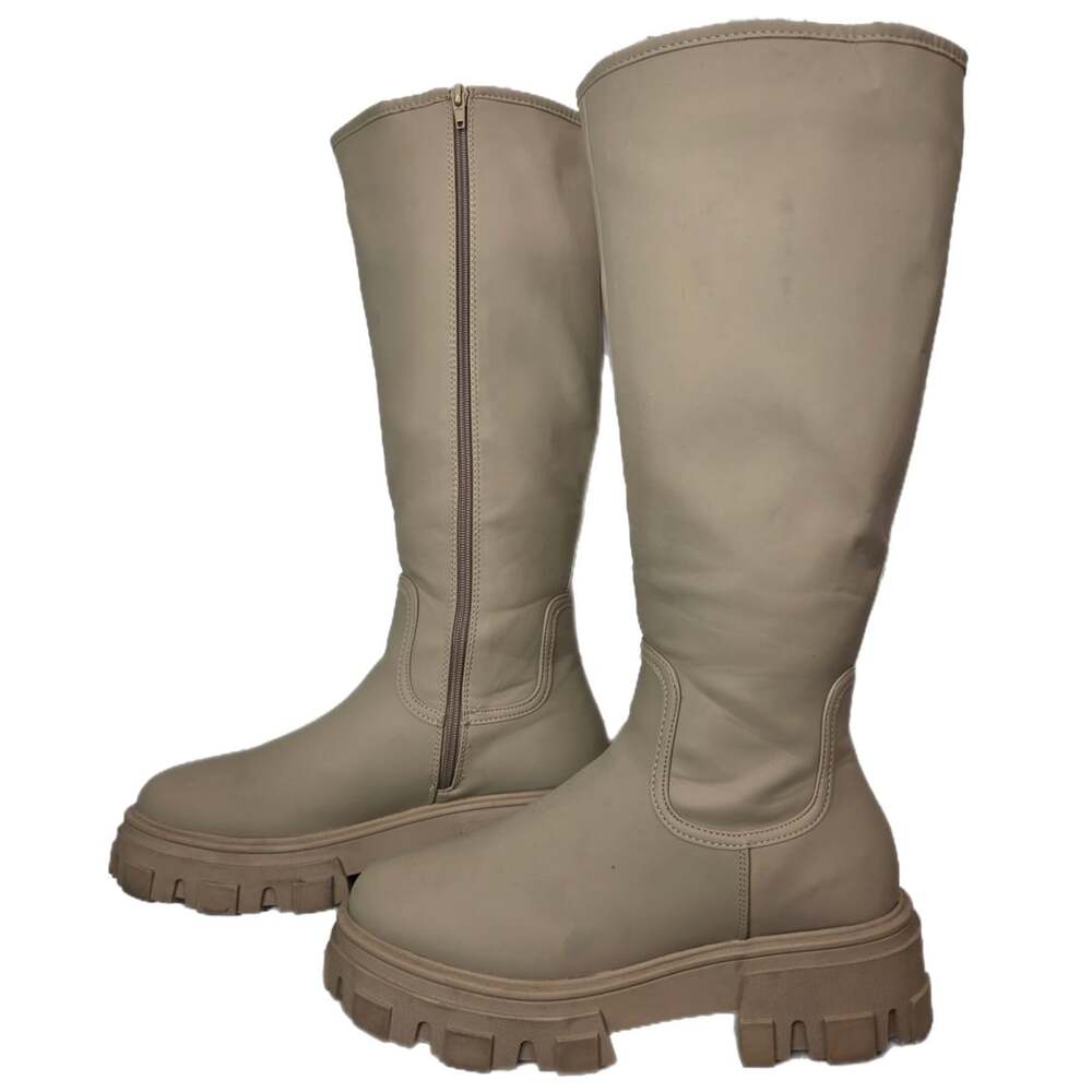ASOS Design Carla Chunky Knee Boots in Cappuccino Size 13 Women, Size 11 Men